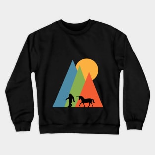 Unicorn Bigfoot Walking In The Wild Crewneck Sweatshirt